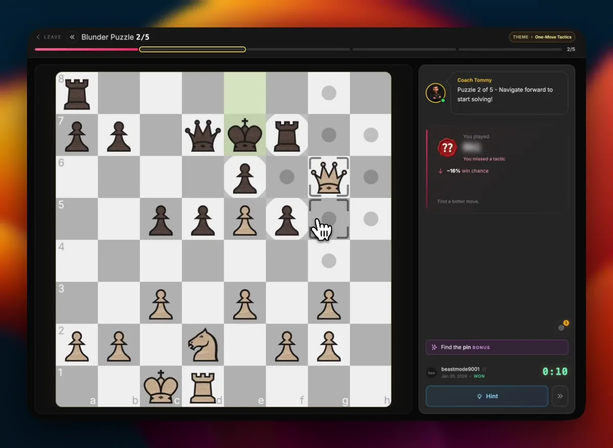 Blunder Fix chess training demo